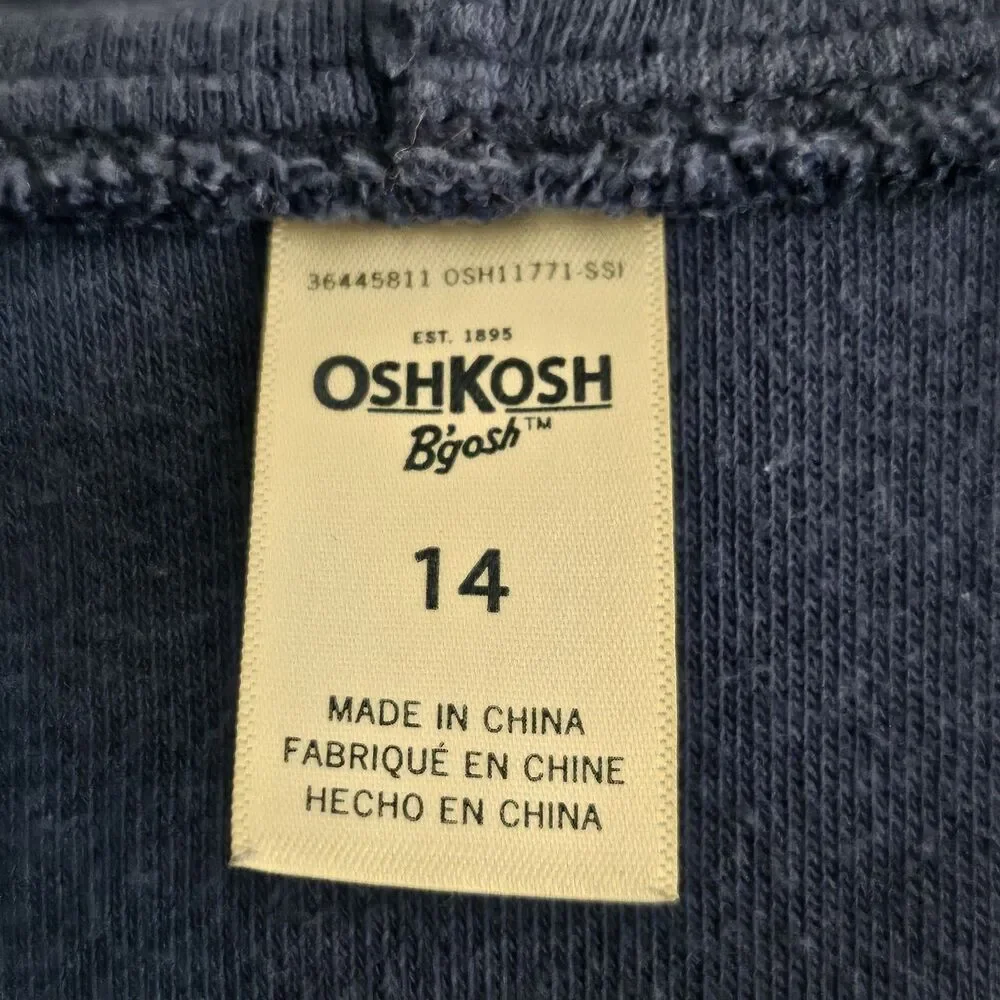 OshKosh B'Gosh Terry Cloth Towel Dress Hooded Navy Pink Heart Coverup Girls 14